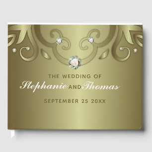 Elegant Luxury Vintage Victorian Gold Wedding Guest Book