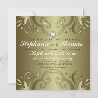 Elegant Luxury Vintage Victorian Gold Wedding Invitation