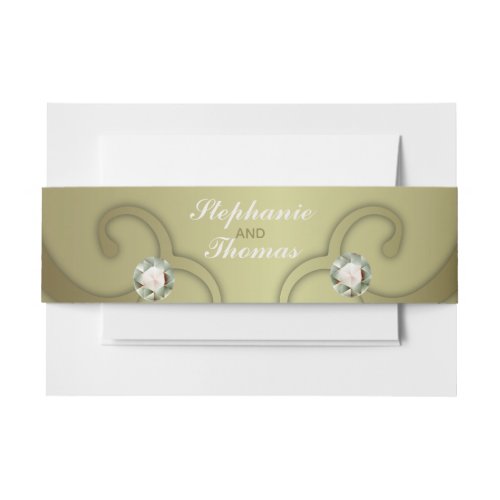 Elegant Luxury Vintage Victorian Gold Wedding Invitation Belly Band