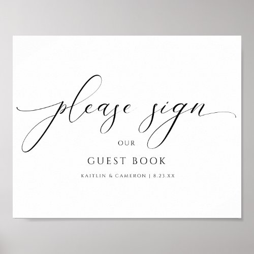 Elegant Luxury Wedding Guestbook Calligraphy Sign