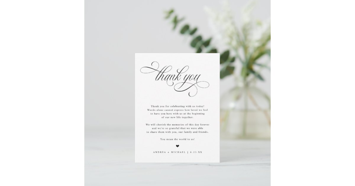 Elegant Luxury Wedding Table Thank You Cards | Zazzle