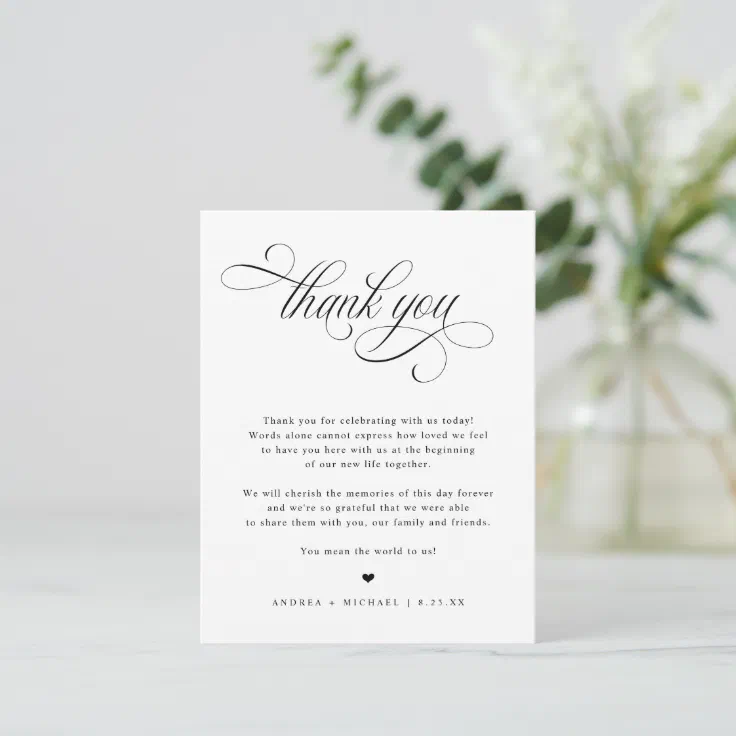 Elegant Luxury Wedding Table Thank You Cards | Zazzle