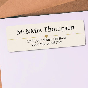 Elegant Luxury White Gold Heart Line Wedding Label