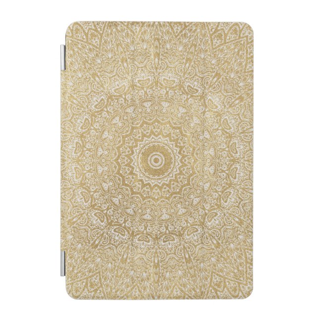 Elegant Luxury White Gold Mandala iPad Mini Cover (Front)