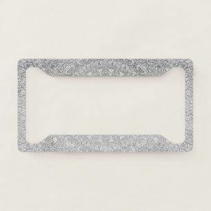 Elegant Luxury White Silver Mandala License Plate Frame