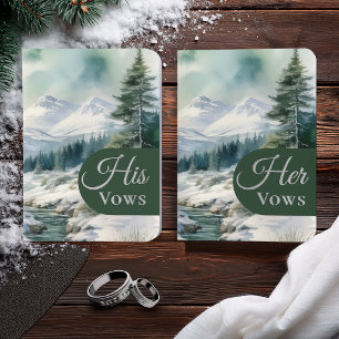 Elegant Luxury Winter Mountain Estate Wedding Foil Vow Books