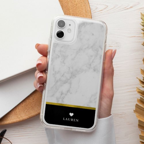 Elegant Mable and Gold Texture Personalized iPhone 15 Pro Max Case