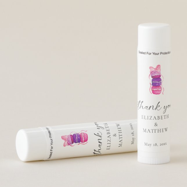 Elegant Macaron Pink Bow Coquette Wedding Lip Balm (Front)