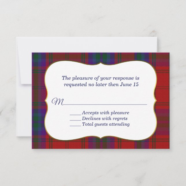 Elegant MacDougall Tartan Plaid RSVP Card (Front)