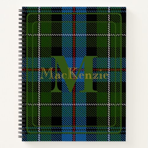 Elegant MacKenzie Clan Tartan Monogram Notebook