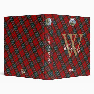 Elegant MacLean Clan Tartan Monogram Name Recipe 3 Ring Binder