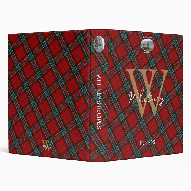 Elegant MacLean Clan Tartan Monogram Name Recipe 3 Ring Binder (Background)