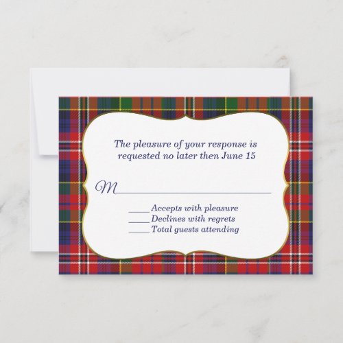 Elegant MacPherson Tartan Plaid RSVP Card