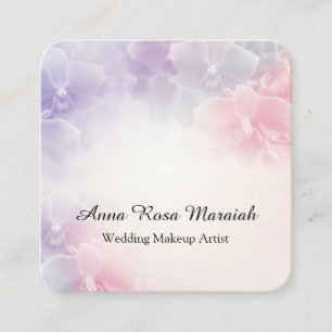 *~* Elegant . Macro Photo Lavender Pink Flower Square Business Card