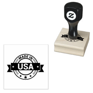 Elegant MADE IN USA Logo Jet Black Country Seal  Rubber Stamp