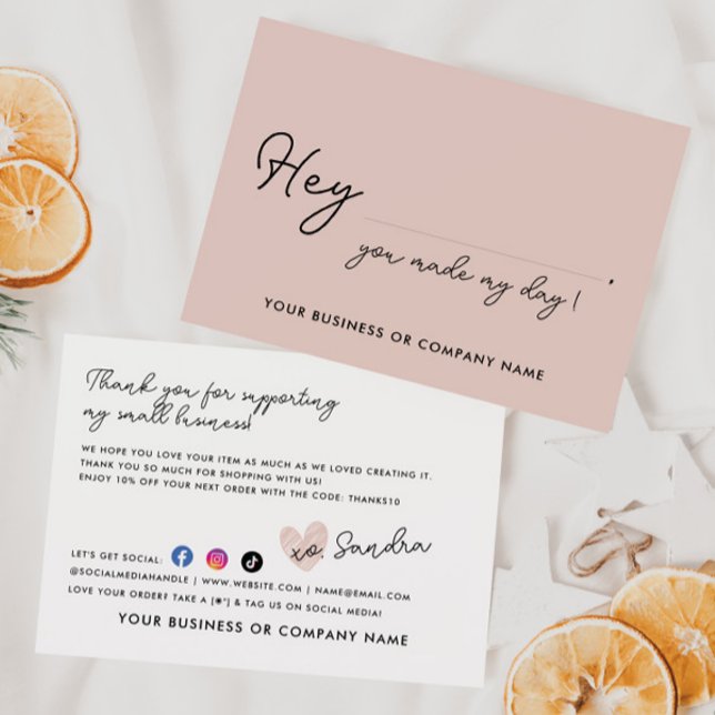 Elegant Made My Day Heart Business Order Packing Thank You Card (Creator Uploaded)