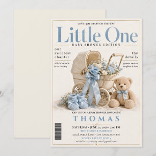Elegant Magazine Cover Boy Baby Shower Invitation