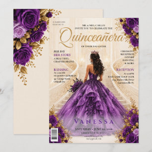 Elegant Magazine Cover Quinceanera Invitation