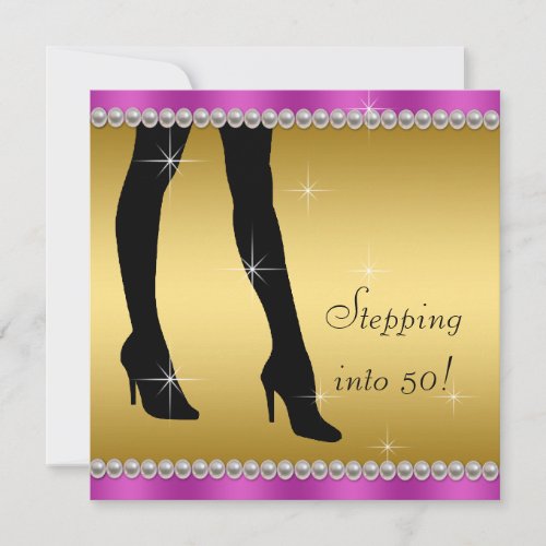 Elegant Magenta and Gold Birthday Party Custom Invites