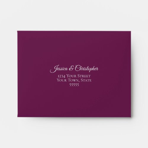 Elegant Magenta and Silver Lace Wedding RSVP Envelope