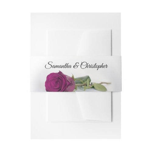 Elegant Magenta Berry Rose Simple Glam Wedding Invitation Belly Band