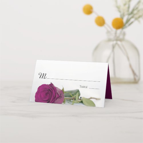 Elegant Magenta Berry Rose Wedding Write_In Place Card