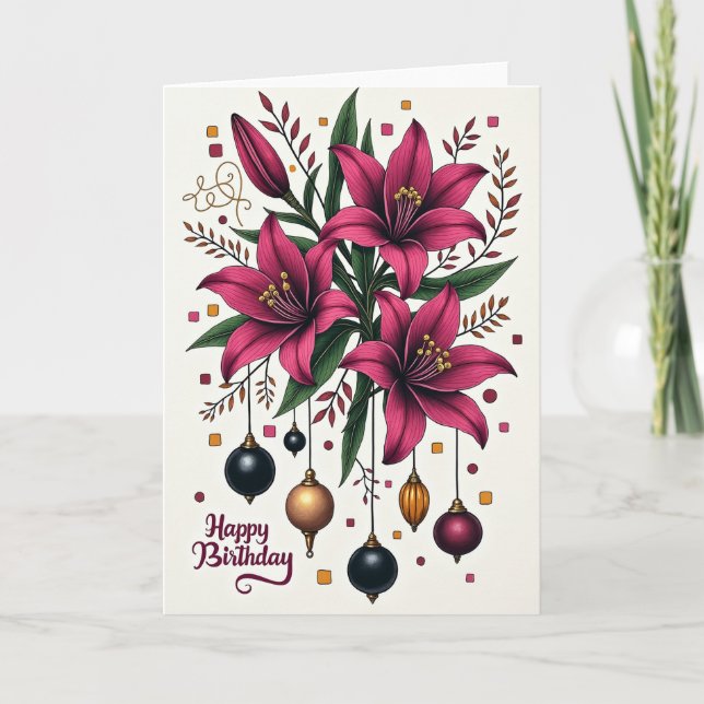 Elegant Magenta Bloom Card (Front)