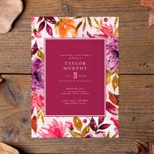 Elegant Magenta Fall Floral Bridal Shower Invitation