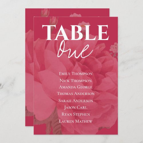 Elegant Magenta Floral Wedding Table Seating Chart