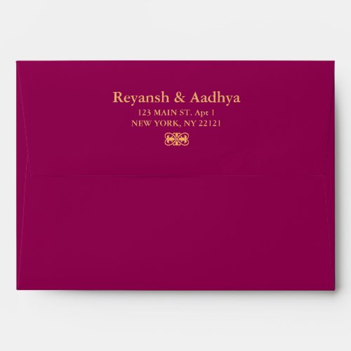 Elegant Magenta Gold Hindu Mandala Indian Wedding Envelope