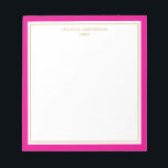 Elegant Magenta Gold Personalized Notepad<br><div class="desc">This notepad features elegant and minimalist thick magenta border and thin gold border. Personalize it with your name or company name.</div>