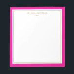 Elegant Magenta Gold Personalized Notepad<br><div class="desc">This notepad features elegant and minimalist thick magenta border and thin gold border. Personalize it with your name or company name.</div>