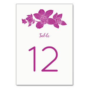 Elegant Magenta Orchid Floral Table Number Cards
