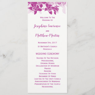 Elegant Magenta Orchid Watercolor Wedding Programs