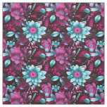 Elegant Magenta &amp; Pale Blue Boho Chic Floral  Fabric
