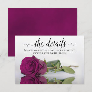 Elegant Magenta Plum Rose Wedding Details Website Enclosure Card
