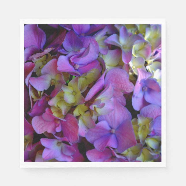 Elegant Magenta Purple blue Hydrangeas flowers Napkins (Front)