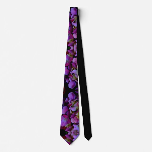 Elegant Magenta Purple blue Hydrangeas flowers Neck Tie (Front)
