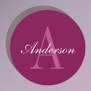 Elegant Magenta Red, Pink & White Name & Monogram Car Magnet