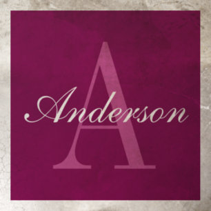 Elegant Magenta Red, Pink & White Name & Monogram Floor Decals