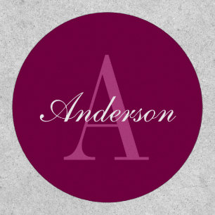 Elegant Magenta Red, Pink & White Name & Monogram Patch