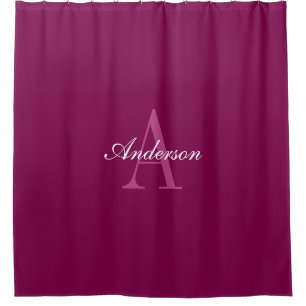 Elegant Magenta Red, Pink & White Name & Monogram Shower Curtain