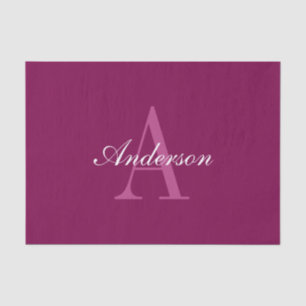 Elegant Magenta Red, Pink & White Name & Monogram Tissue Paper