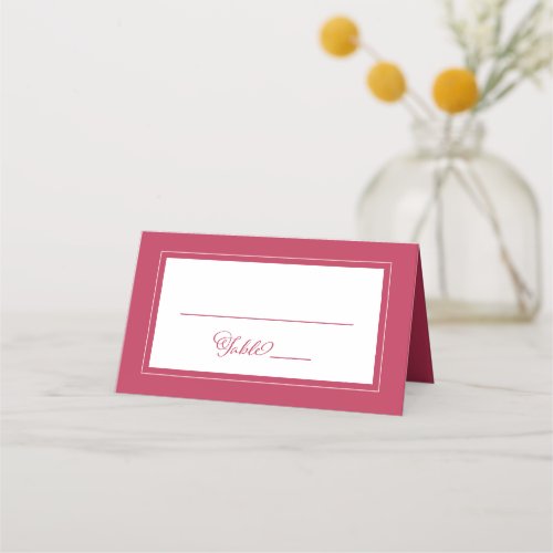Elegant Magenta Red Wedding Guest Table Number Place Card