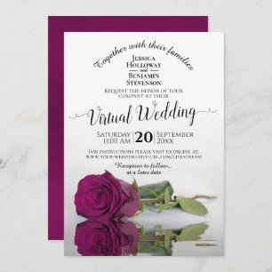 Elegant Magenta Reflecting Rose Virtual Wedding Invitation