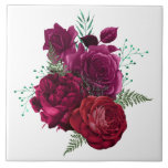 Elegant Magenta Rose Floral Bouquet Ceramic Tile<br><div class="desc">Ceramic tile with a beautiful image of a bouquet of magenta and pink flowers.</div>