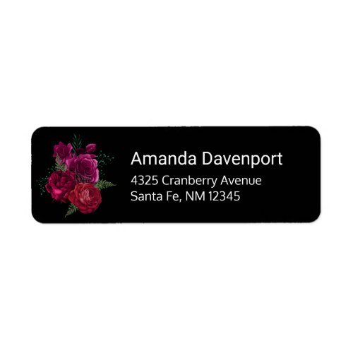 Elegant Magenta Rose Floral Bouquet Label