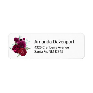 Elegant Magenta Rose Floral Bouquet Label
