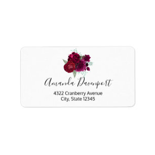 Elegant Magenta Rose Floral Bouquet Label