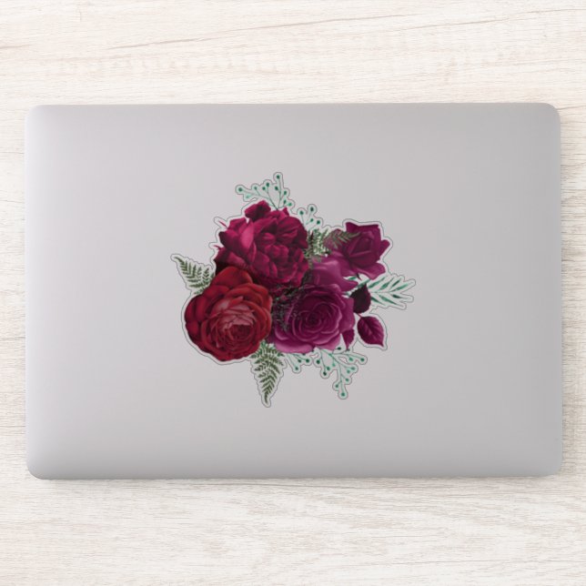 Elegant Magenta Rose Floral Bouquet Sticker (Computer)